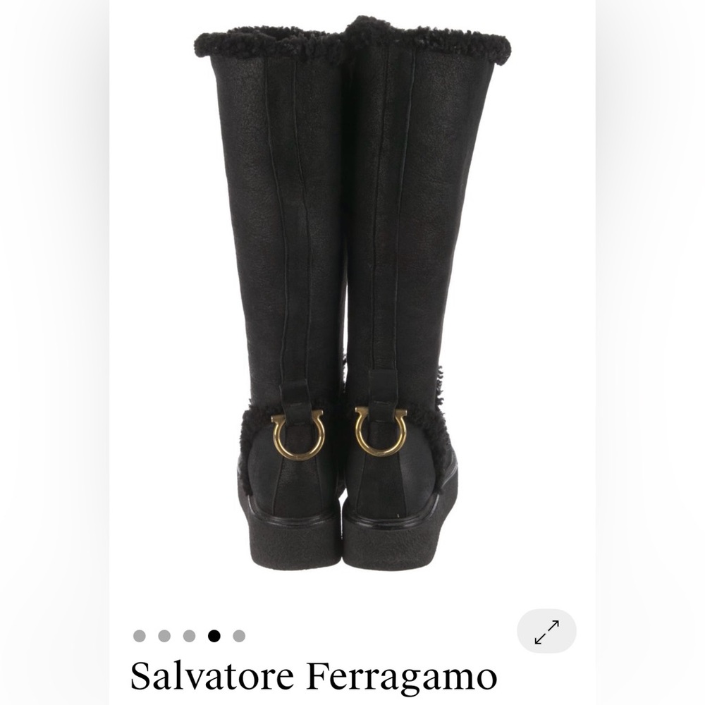 Salvatore Ferragamo Black Winter Boots with Gold Accents